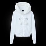 Load image into Gallery viewer, WHITE POM POM ZIP UP
