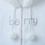 Load image into Gallery viewer, WHITE POM POM ZIP UP

